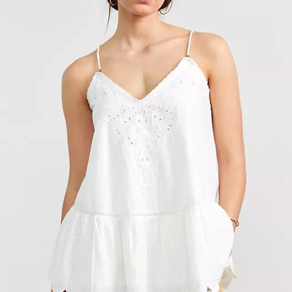 ANTHROPOLOGIE Let Me Be Lace Peplum Tank NWT White